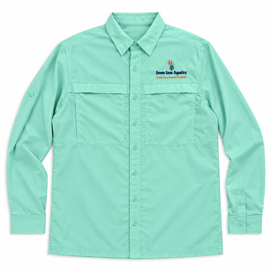 Seven Seas Aquatics Seafoam Green Long Sleeve Button Up Shirt